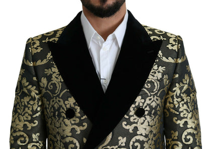 Veste SICILIA Manteau Long Jacquard Noir Doré