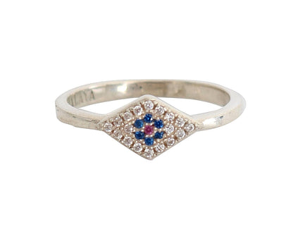 Blauer, roter CZ-Ring aus 925er Silber für Damen