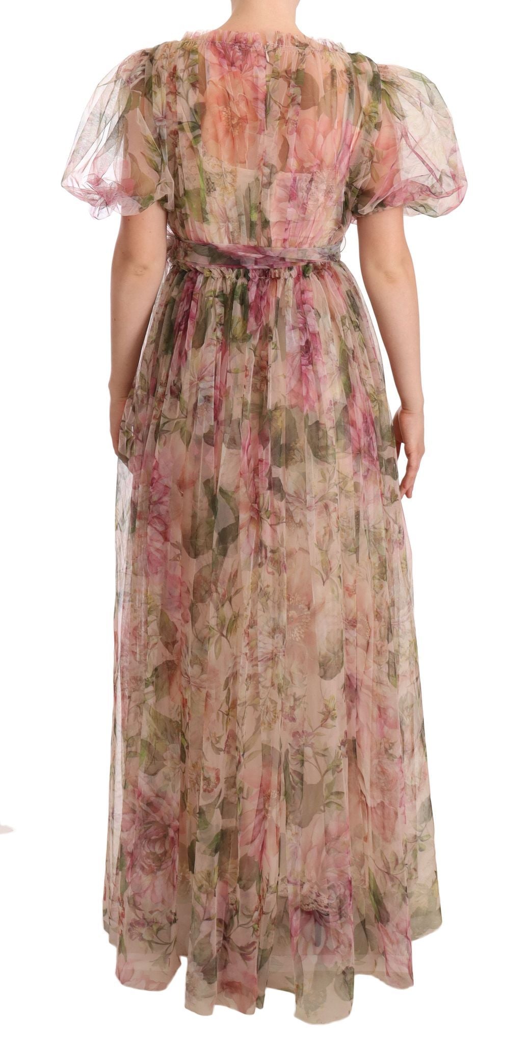 Robe longue multicolore à imprimé floral