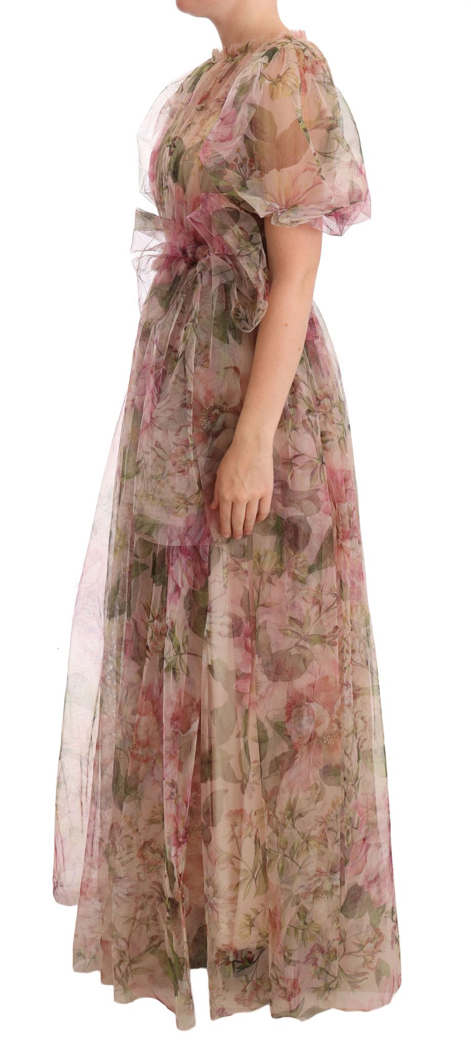 Robe longue multicolore à imprimé floral