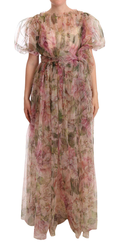 Robe longue multicolore à imprimé floral