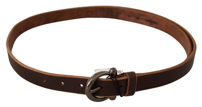 Ceinture à boucle ronde en cuir marron avec logo