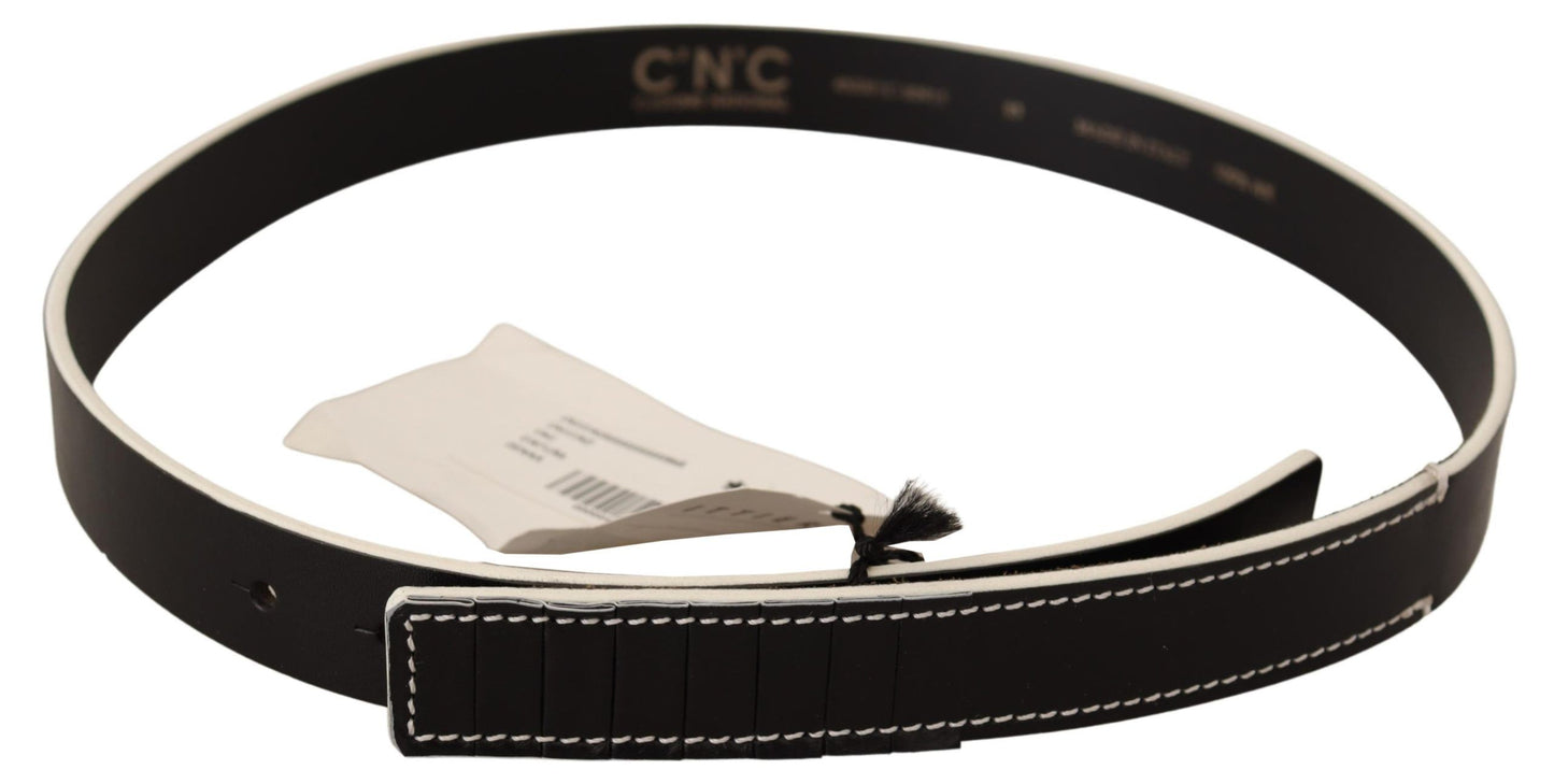 Ceinture de taille de mode en cuir blanc noir