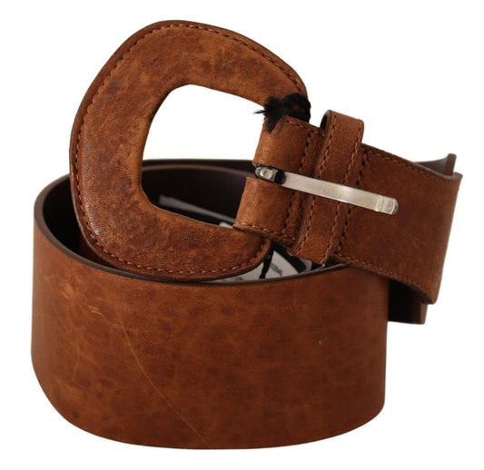 Ceinture à boucle de taille en cuir marron