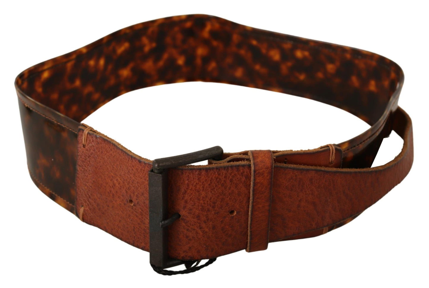 Ceinture à boucle en cuir marron foncé