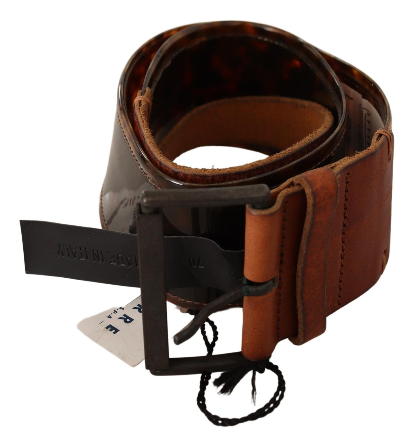 Ceinture à boucle en cuir marron foncé