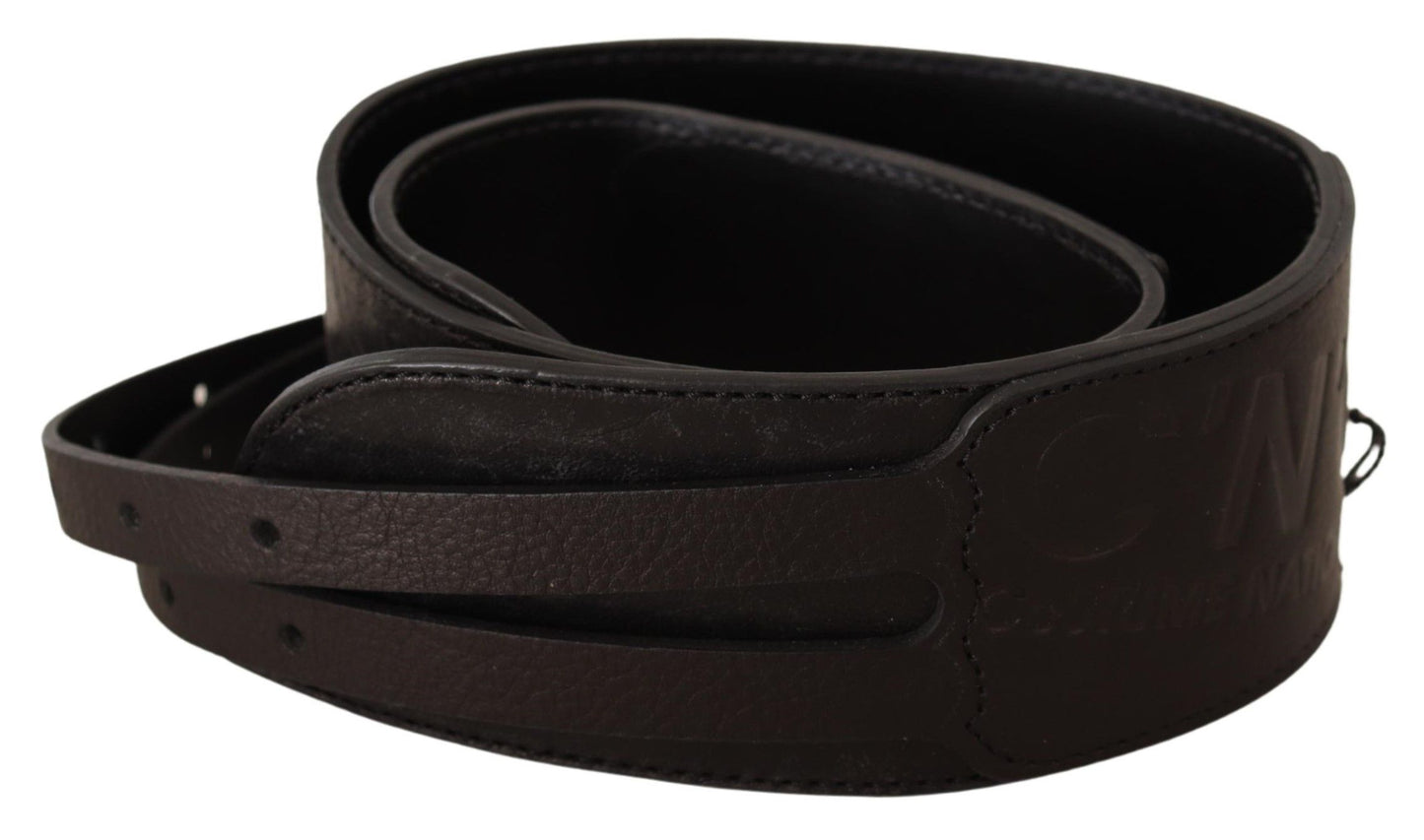 Ceinture à double boucle en cuir marron foncé