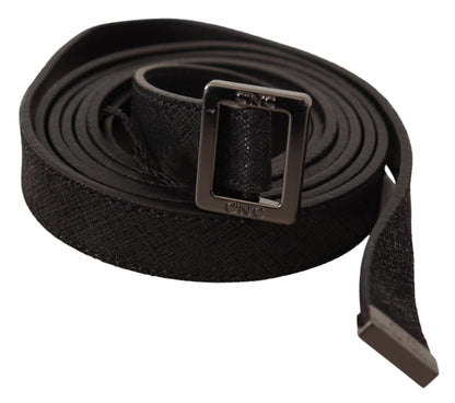 Ceinture en cuir noir avec boucle en métal