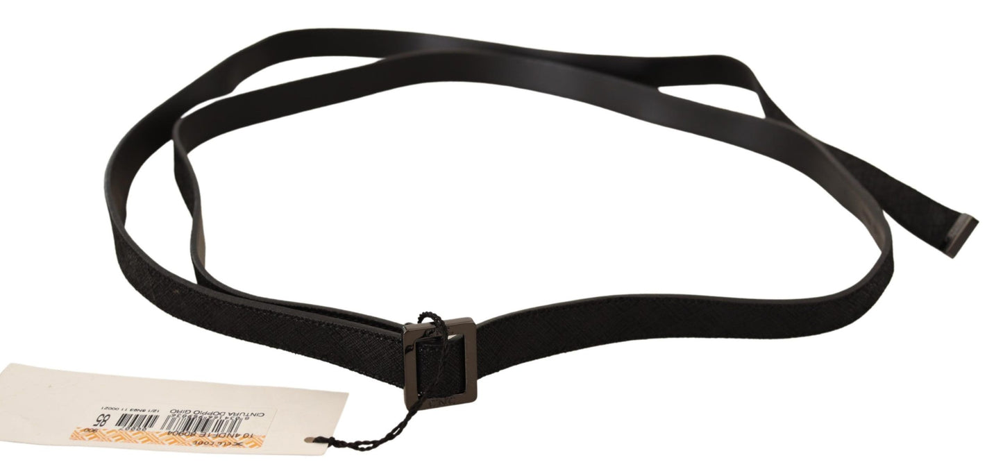 Ceinture en cuir noir avec boucle en métal