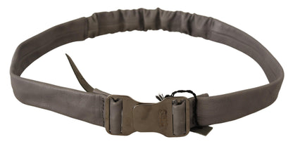 Ceinture en cuir gris à boucle argentée