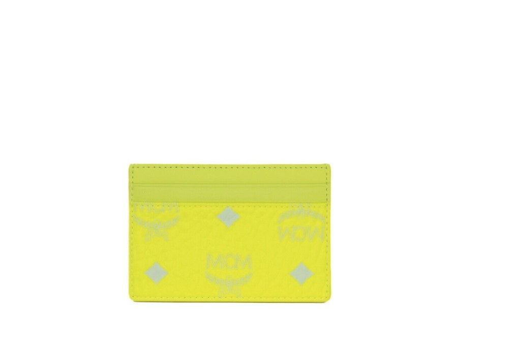 Porta carte di credito in pelle Visetos Spectrum Diamond Mini giallo neon