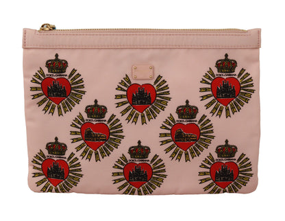 Clutch Pink D&G Logo Devotion Heart Nylon Beutel-Geldbörse