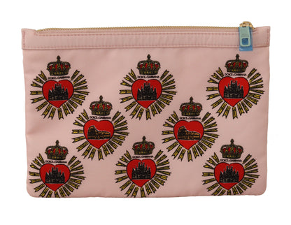 Clutch Pink D&G Logo Devotion Heart Nylon Beutel-Geldbörse