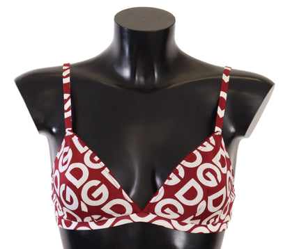 Intimo reggiseno in cotone senza ferretto con stampa DG rosso bianco