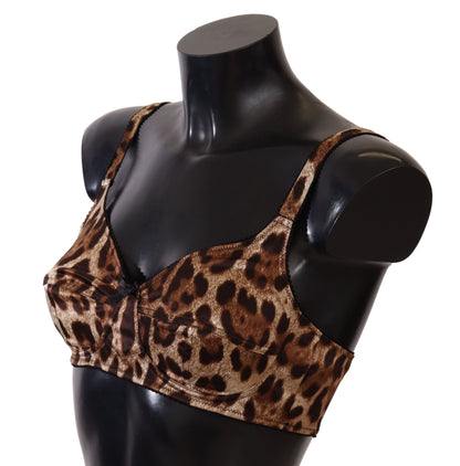 Intimo reggiseno da donna leopardato marrone