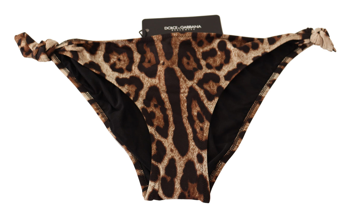 Costume da bagno con fondo bikini marrone con stampa leopardata