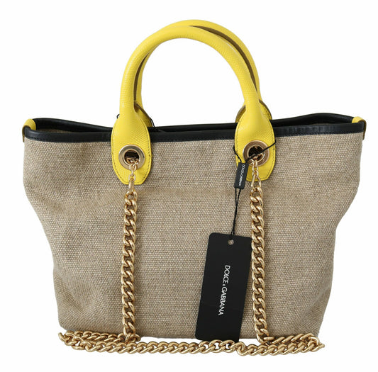 Sac fourre-tout à bandoulière en chaîne beige doré