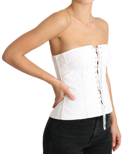 Corsetto bustier in cotone bianco PALERMO