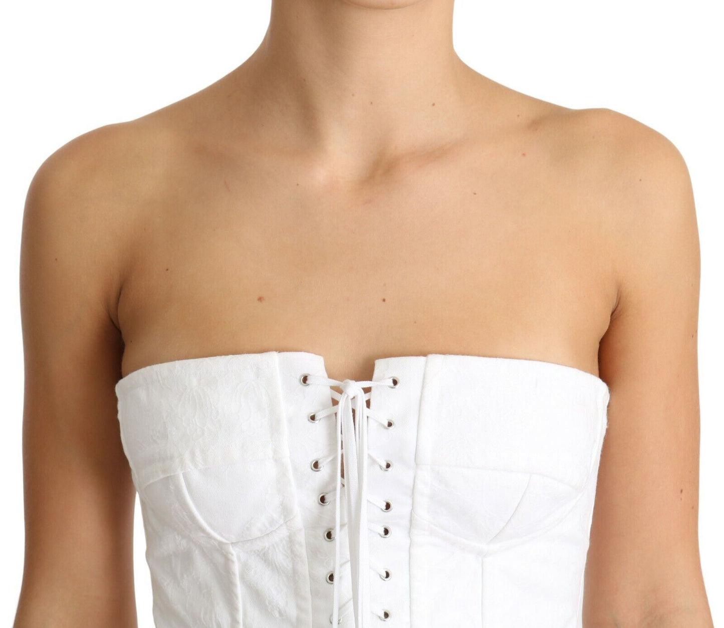 Weißes PALERMO Bustier-Korsett aus Baumwolle