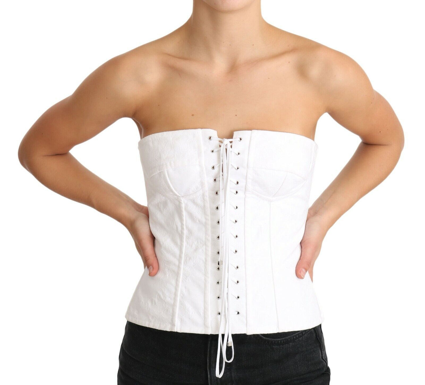 Weißes PALERMO Bustier-Korsett aus Baumwolle