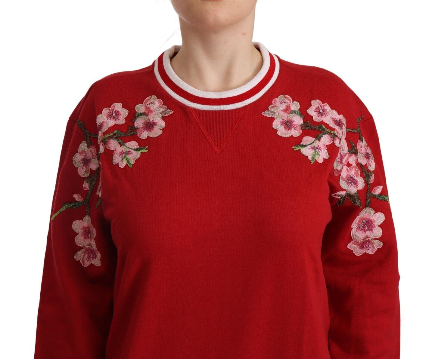 Pull à col rond en coton rouge #DGlove