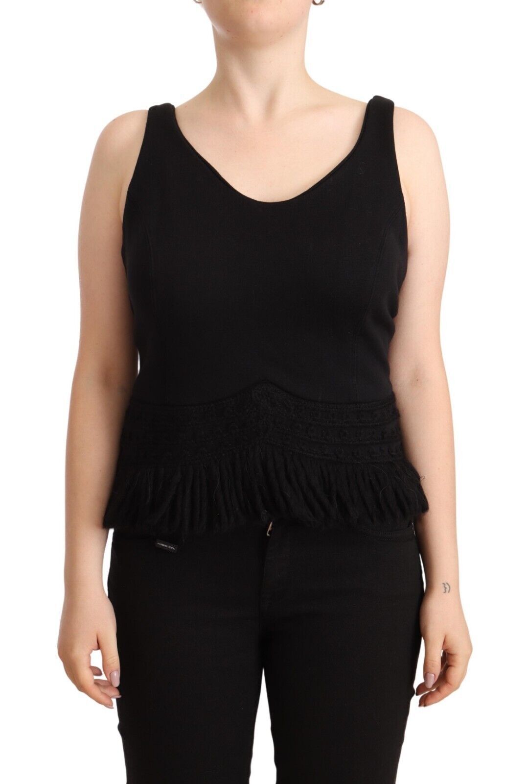 Chic Sleeveless Designer Tank Top in Black