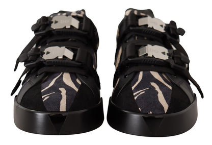 Schwarz-weiße Zebra-Wildleder-Gummi-Sneakers