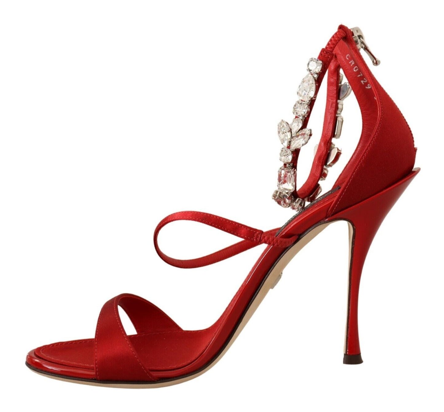 Sandali con cristalli in raso rosso Scarpe con tacco Keira