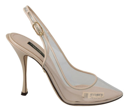 Slingback-PVC-Schuhe mit transparenten hohen Absätzen in Beige