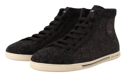 Sneakers alte casual in cotone di lana grigia