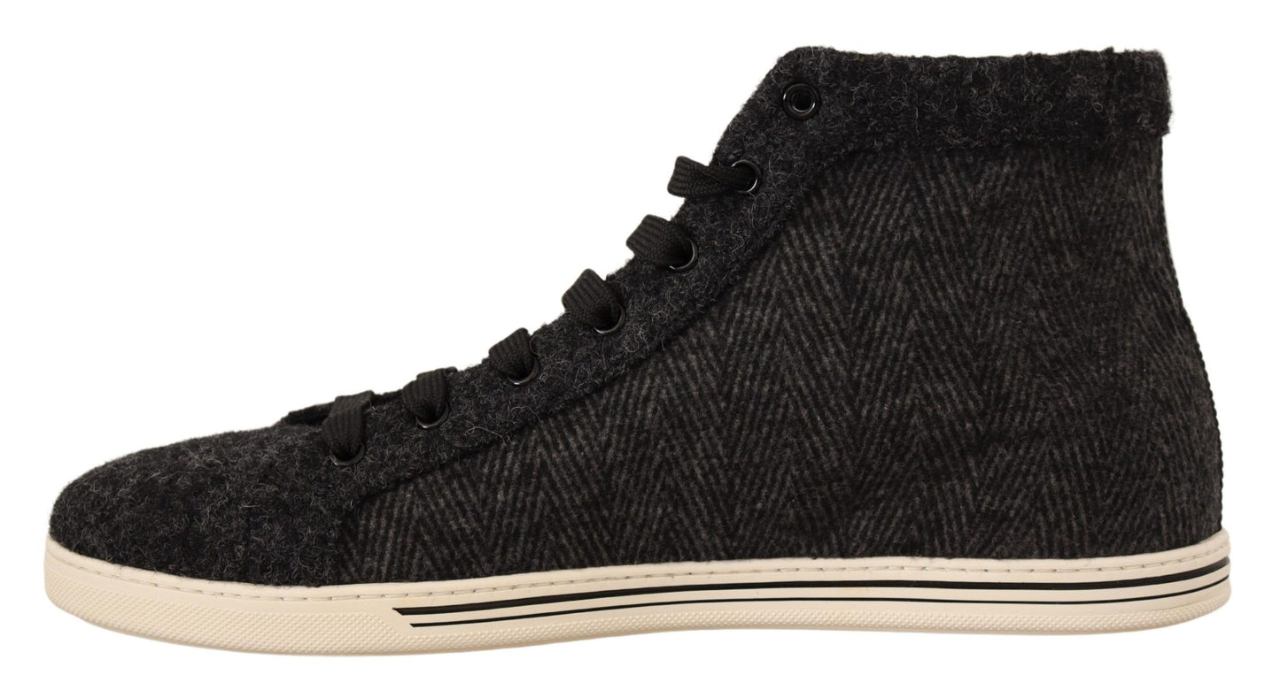 Sneakers alte casual in cotone di lana grigia