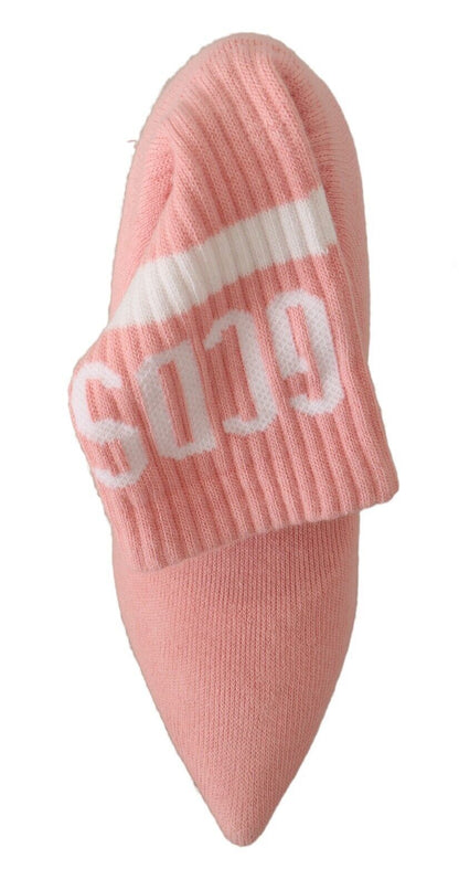 Calzini con logo in pelle scamosciata rosa Stivaletti con tacco largo