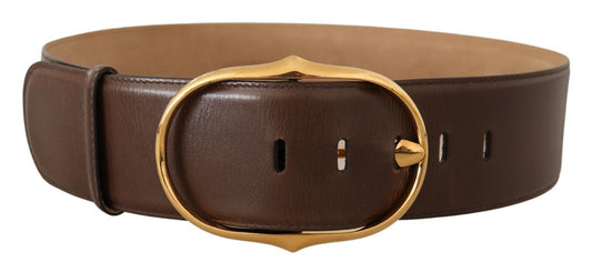 Dolce & Gabbana Elegant Brown Leather Belt with Gold Buckle