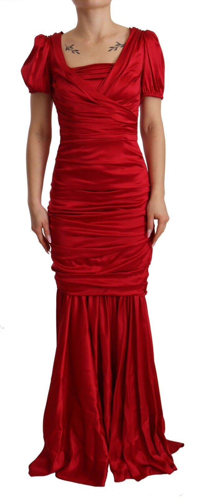 Rotes Seiden-Stretch-Meerjungfrauenkleid