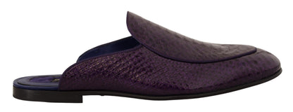 Scarpe con diapositive in pelle esotica viola