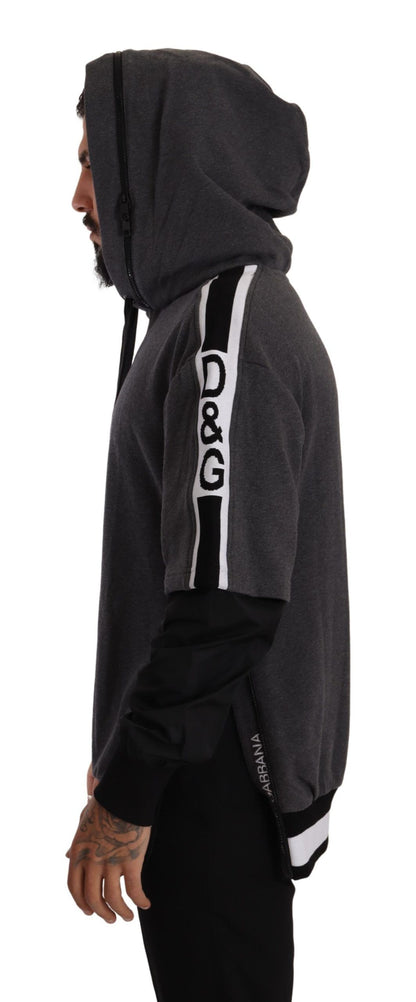 Maglione #DGMILLENNIALS in cotone grigio nero con cappuccio