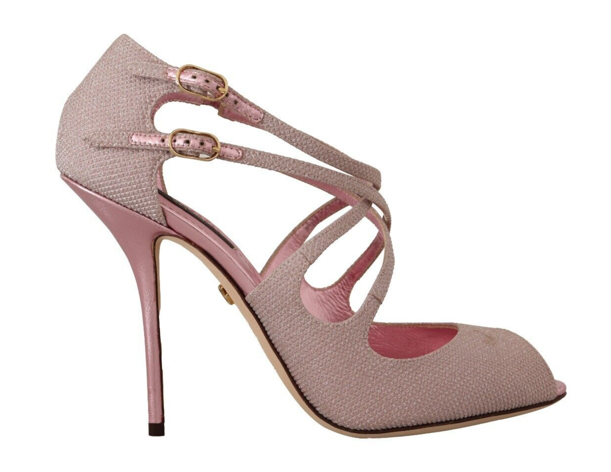 Scarpe con sandali con tacco e cinturino glitterati rosa