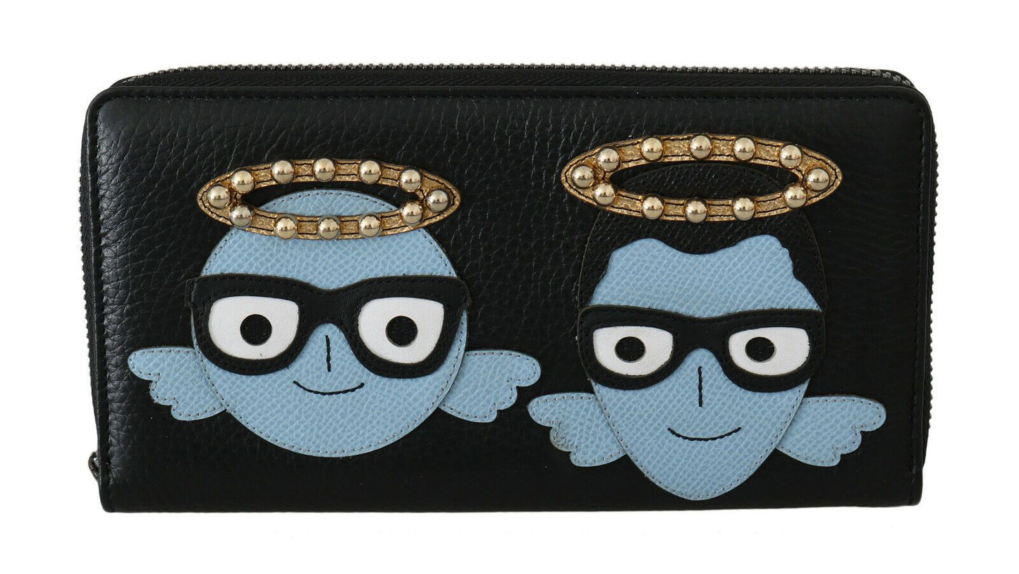 Dolce & Gabbana Elegant Black Leather Zip Wallet