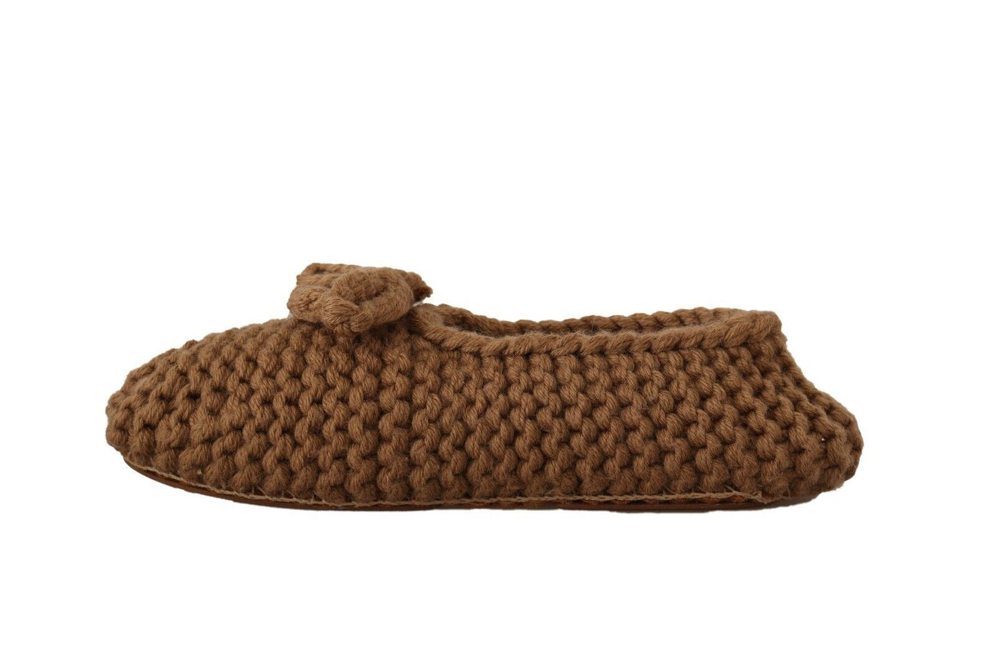 Elegant Wool Knit Ballerina Flats in Brown