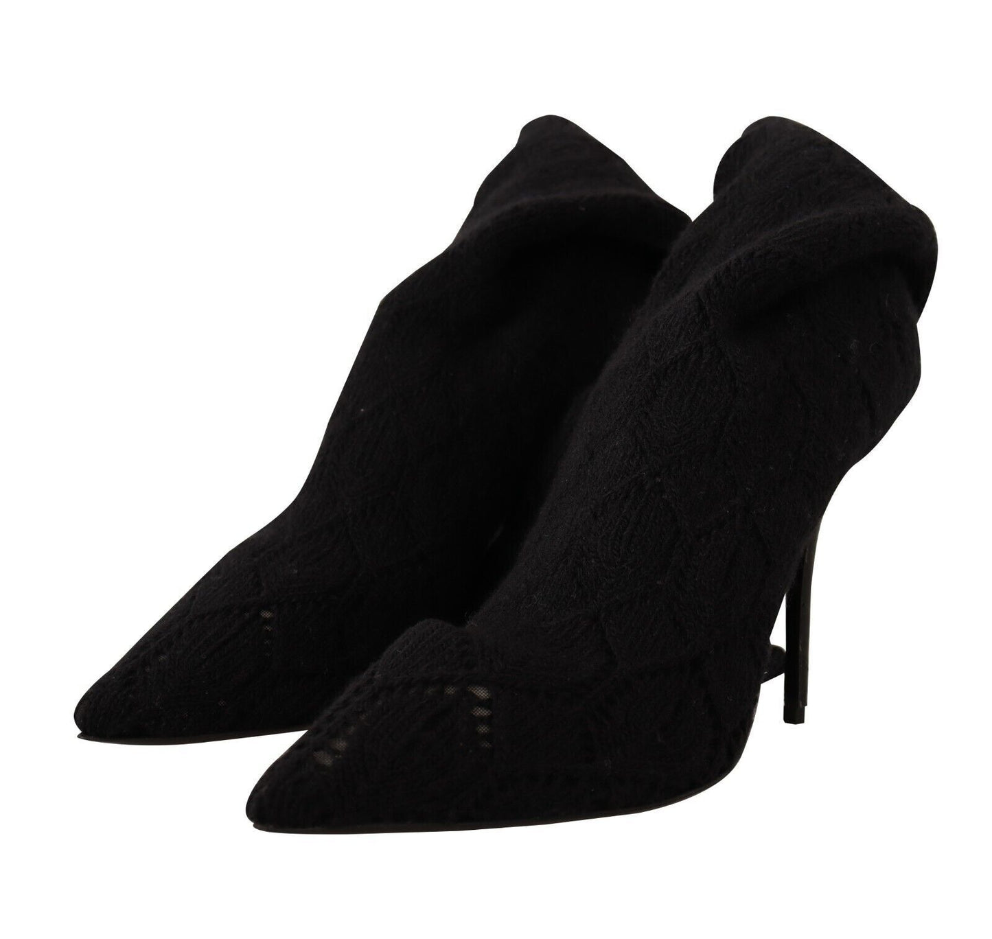 Schwarze Stretch-Socken, kniehohe Stiefeletten