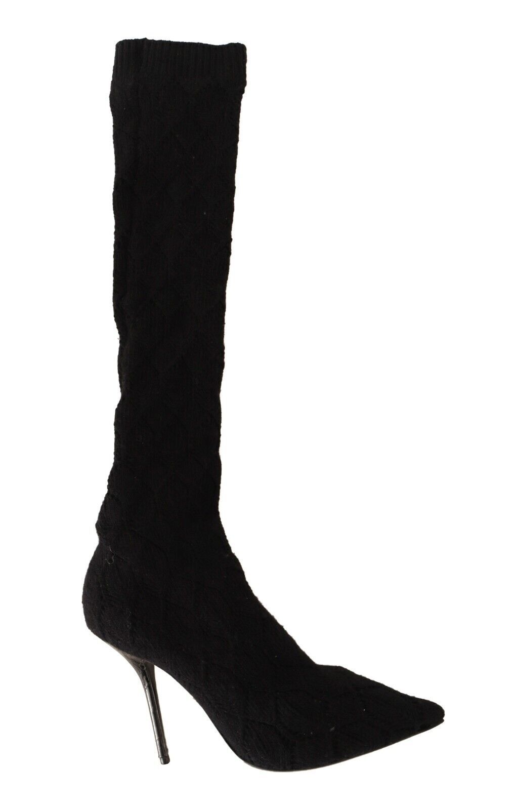 Schwarze Stretch-Socken, kniehohe Stiefeletten