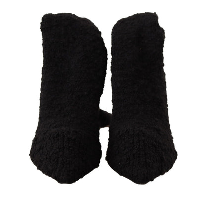 Schwarze Stretch-Socken, kniehohe Stiefeletten