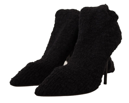 Schwarze Stretch-Socken, kniehohe Stiefeletten