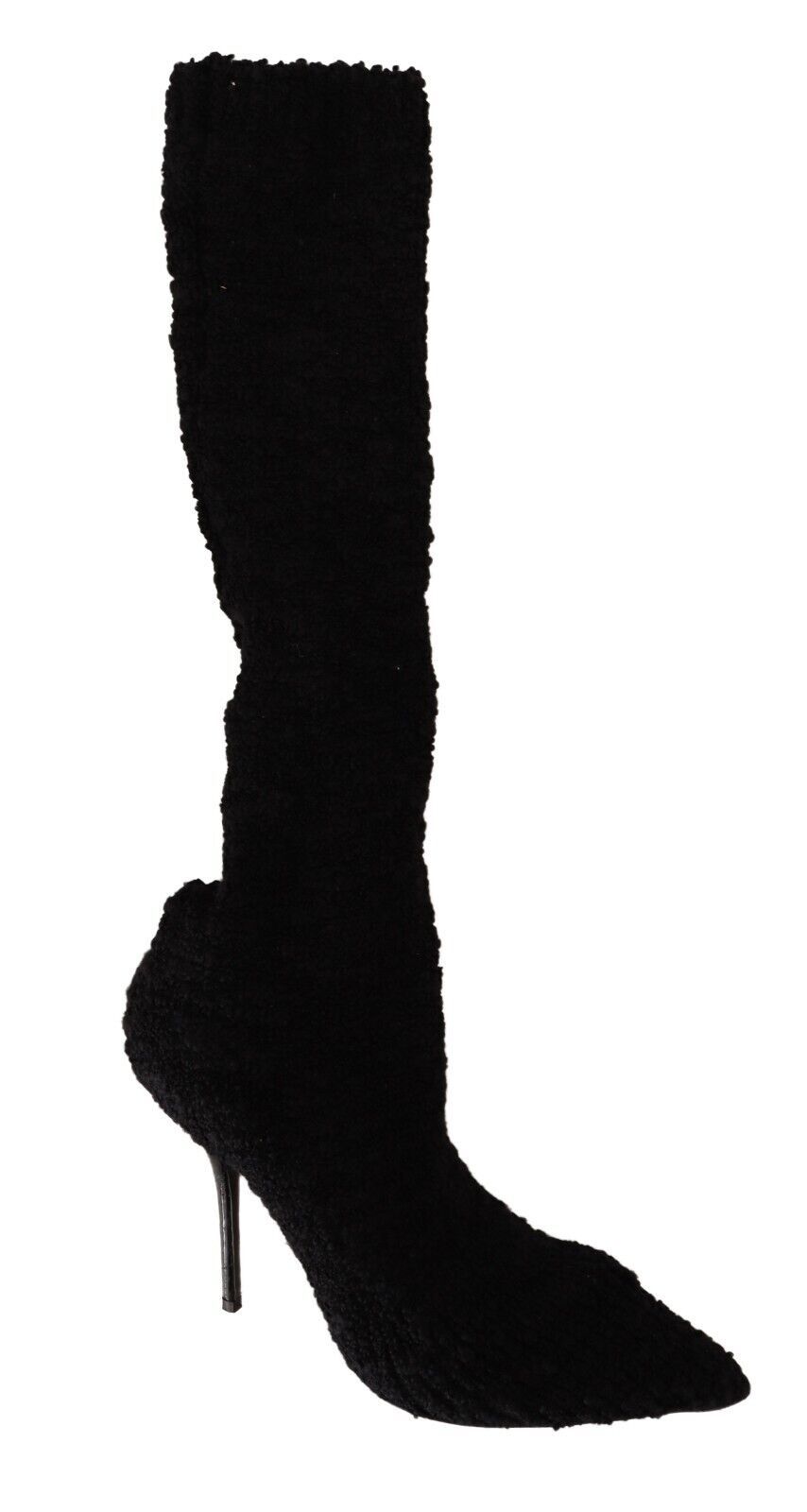 Schwarze Stretch-Socken, kniehohe Stiefeletten