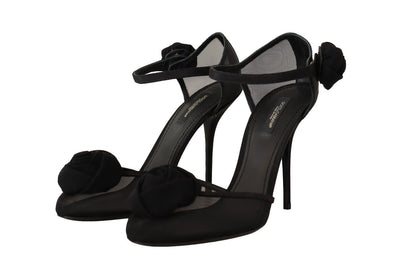 Elegante schwarze Pumps mit Netzstoff