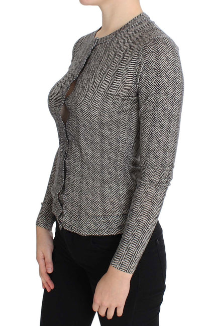 Pull cardigan en laine noir et blanc