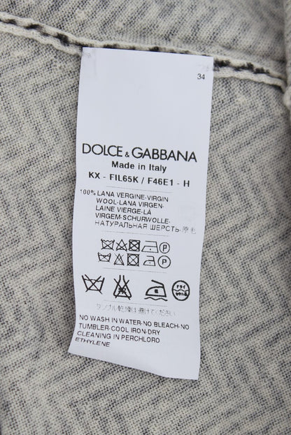 Maglione cardigan superiore in lana bianca nera