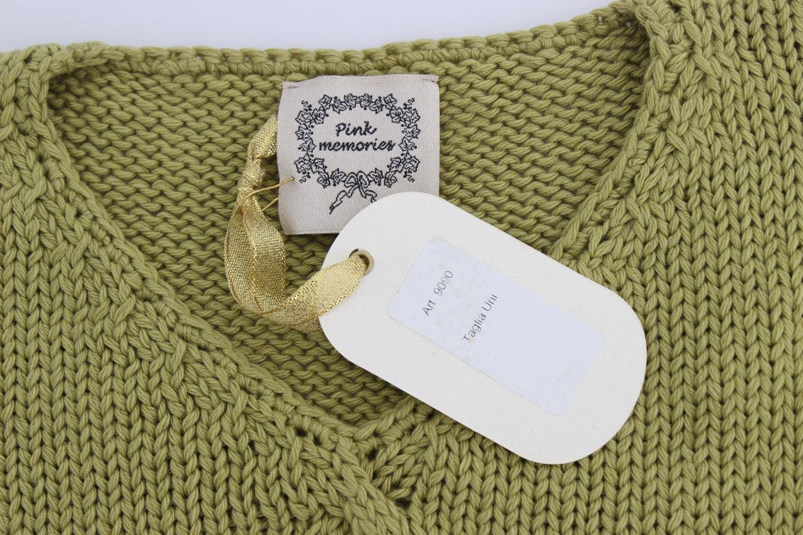 Pull sans manches tricoté en coton mélangé vert