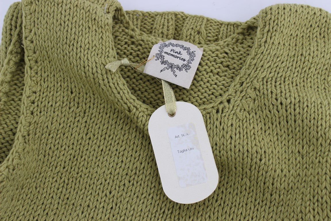 Maglione senza maniche lavorato a maglia in misto cotone verde