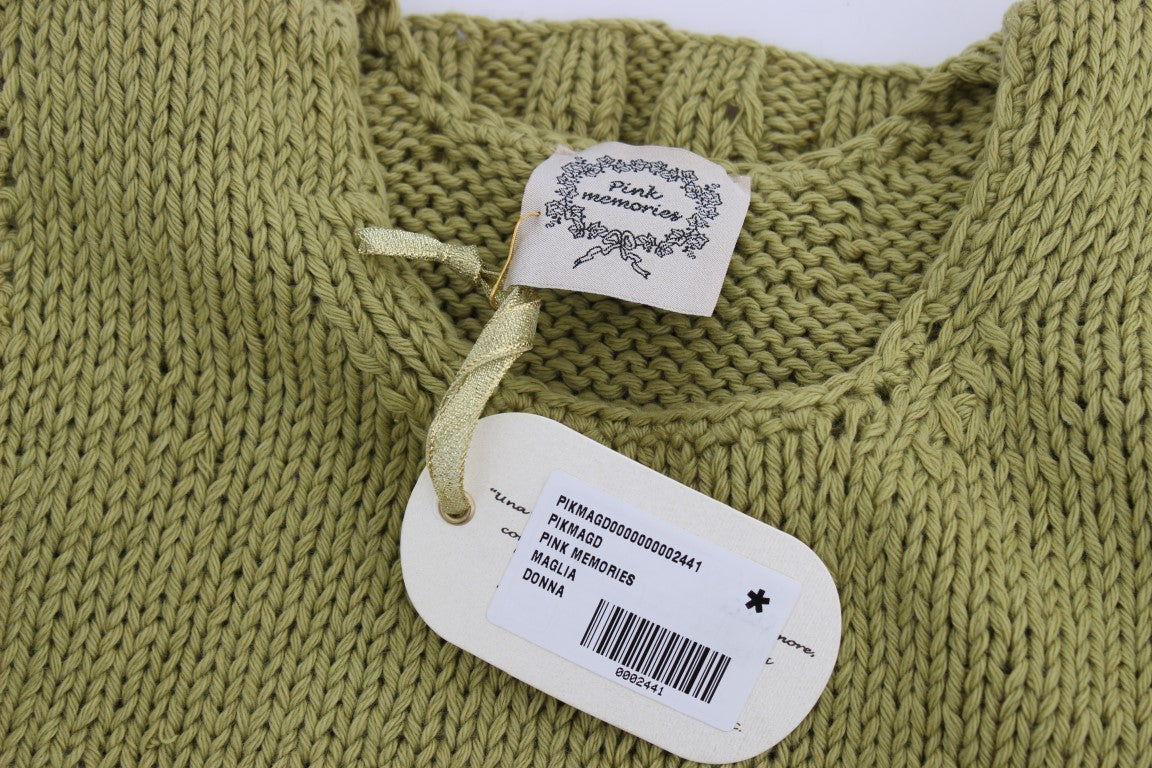 Maglione senza maniche lavorato a maglia in misto cotone verde